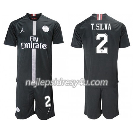 Fotbalový Dres Paris Saint-Germain T.Silva 2 Jodan Černá Dětské Alternativní 2018/19